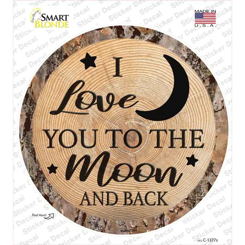 C-1377s-M Moon & Back Novelty Circle Sticker Decal - Medium