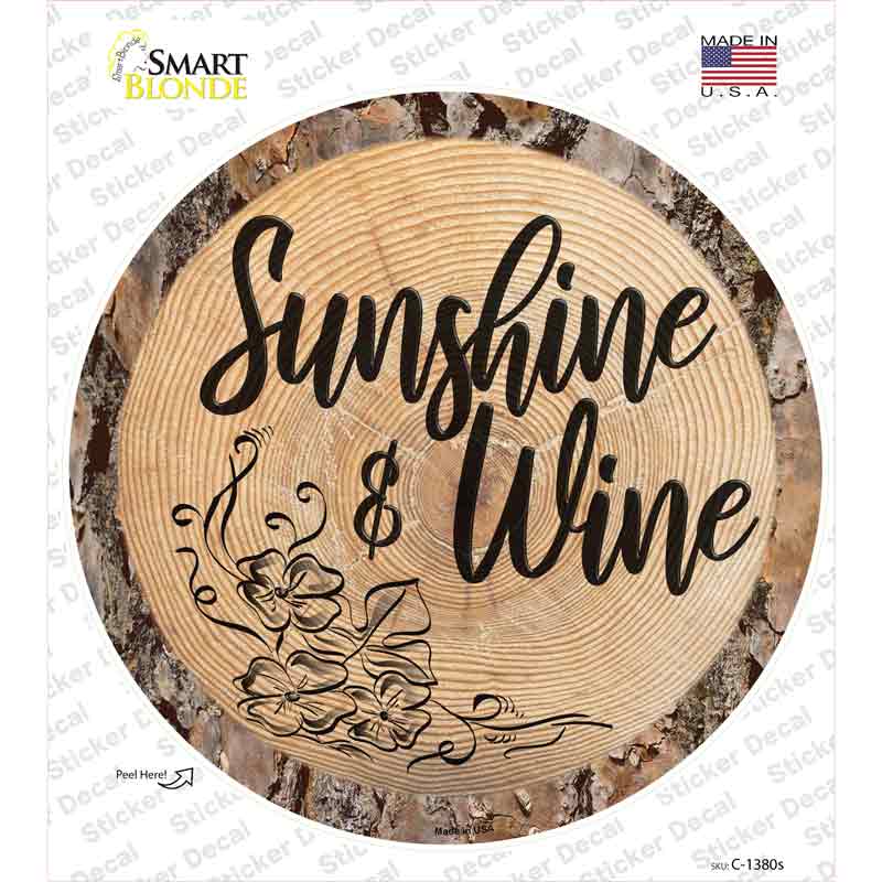 C-1380s-M Sunshine & Wine Novelty Circle Sticker Decal - Medium