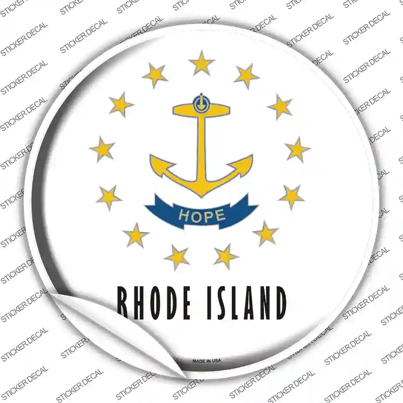 C-138s-L Rhode Island State Flag Novelty Circle Sticker Decal - Large