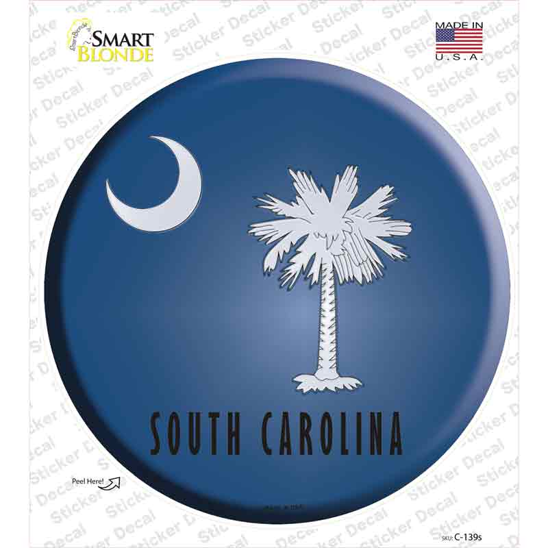 C-139s-M South Carolina State Flag Novelty Circle Sticker Decal - Medium