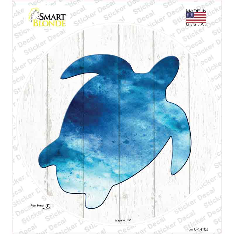 C-1410s-M Seaturtle Silhouette Novelty Circle Sticker Decal - Medium