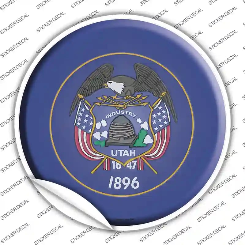 C-143s-XL Utah State Flag Novelty Circle Sticker Decal - Extra Large