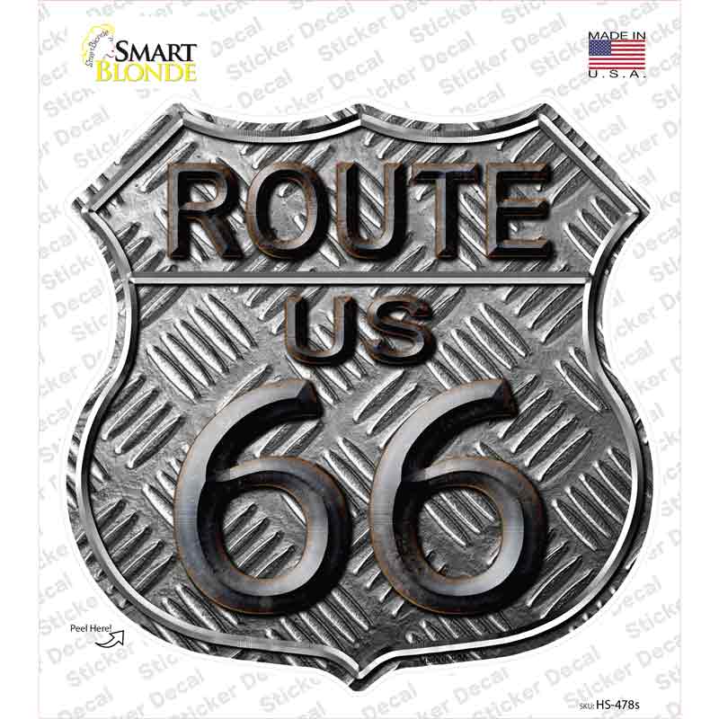 HS-478s-M Route 66 Stamped Novelty Highway Shield Sticker Decal - Medium