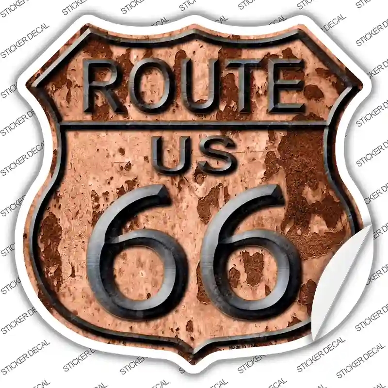 HS-485s-XL Route 66 Rusty Novelty Highway Shield Sticker Decal - Extra Large