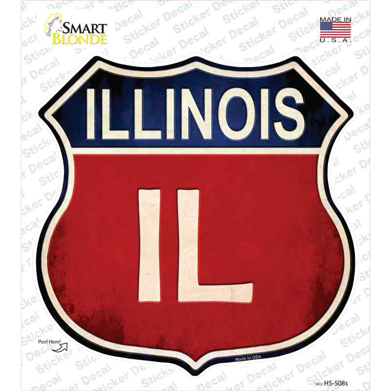 HS-508s-M Illinois Novelty Highway Shield Sticker Decal - Medium