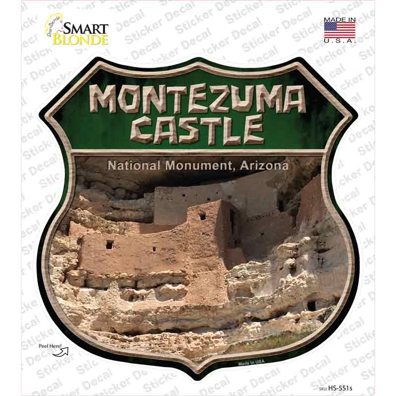 HS-551s-M Montezuma Castle Novelty Highway Shield Sticker Decal - Medium