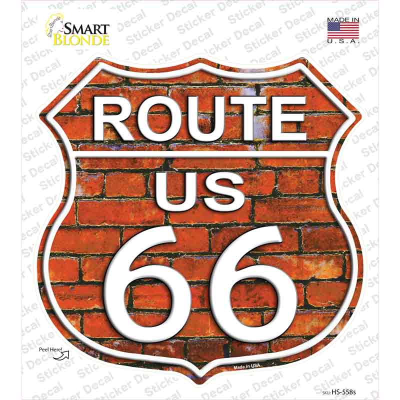 HS-558s-M Route 66 Orange Brick Wall Novelty Highway Shield Sticker Decal - Medium