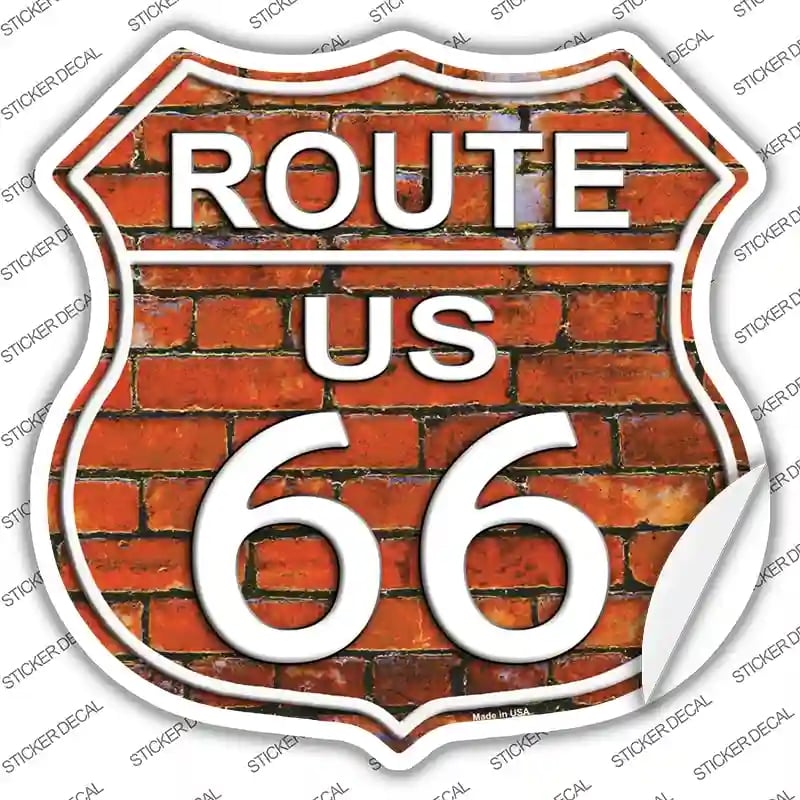 HS-558s-XL Route 66 Orange Brick Wall Novelty Highway Shield Sticker Decal - Extra Large