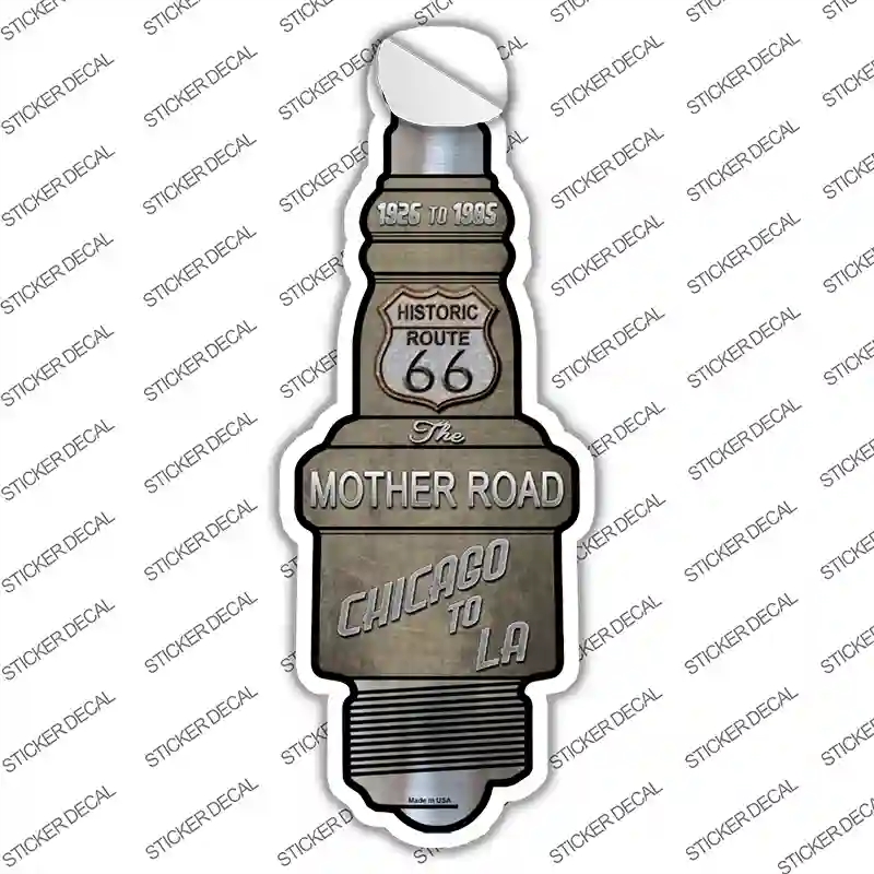 J-030s-XL Route 66 Novelty Spark Plug Sticker Decal - Extra Large