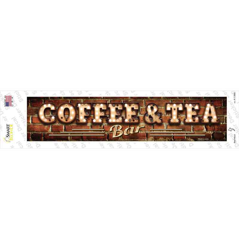 K-1388s-M Coffee & Tea Bulb Lettering Novelty Narrow Sticker Decal - Medium