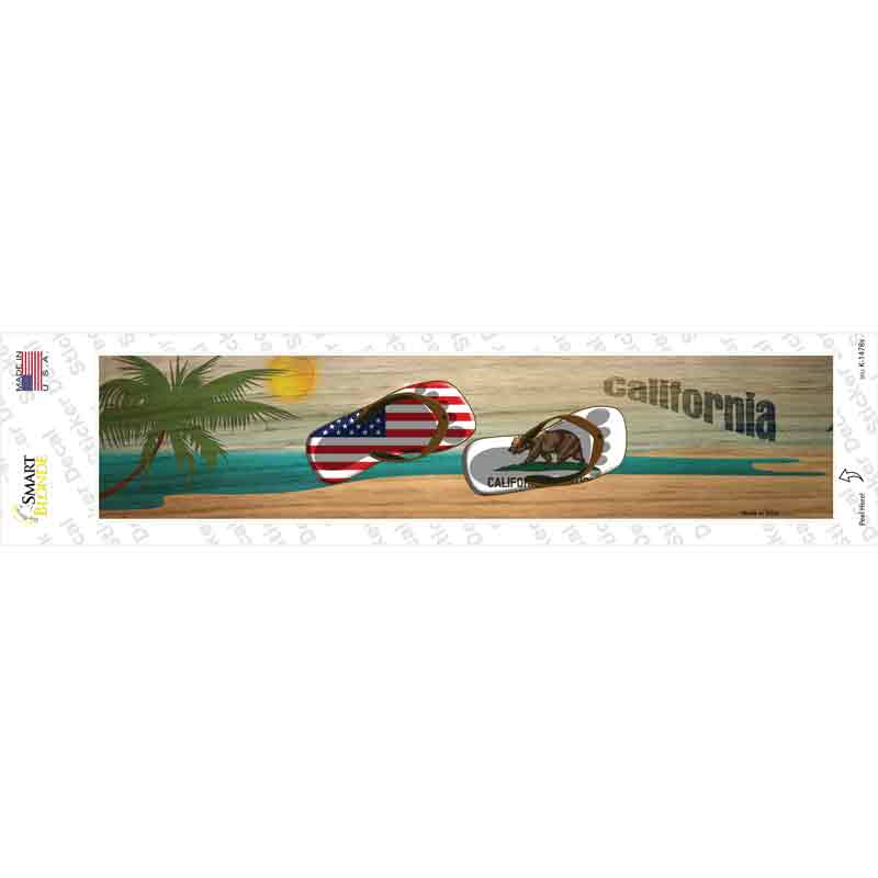 K-1478s-M California & US Flag Novelty Narrow Sticker Decal - Medium