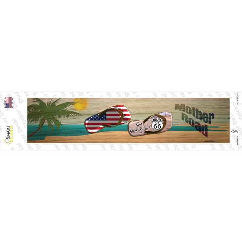 K-1524s-M Route 66 & US Flag Novelty Narrow Sticker Decal - Medium