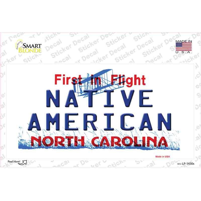 LP-1430s-M North Carolina Native American Novelty Sticker Decal - Medium