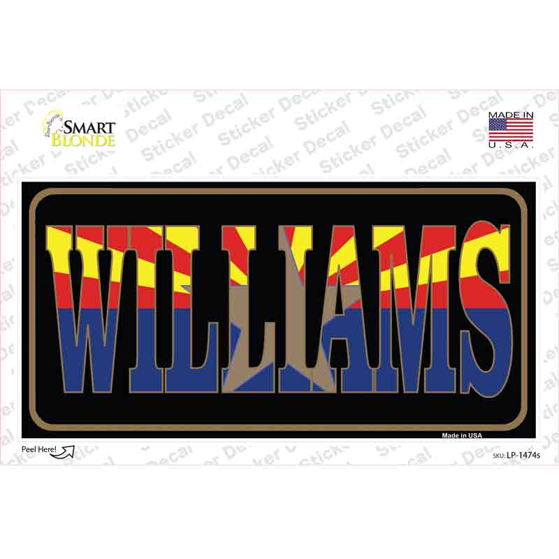 LP-1474s-M Williams Arizona State Flag Novelty Sticker Decal - Medium