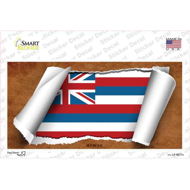 LP-9017s-M Hawaii Flag Scroll Novelty Sticker Decal - Medium