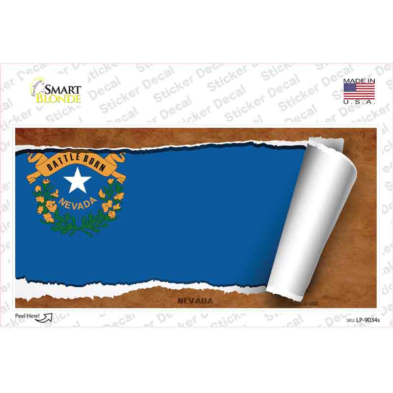 LP-9034s-M Nevada Flag Scroll Novelty Sticker Decal - Medium