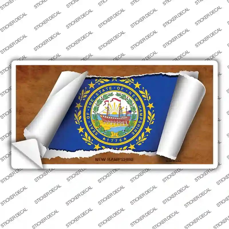LP-9035s-S   Hampshire Flag Scroll Novelty Sticker Decal - Small