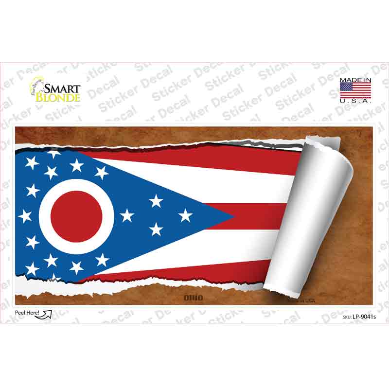 LP-9041s-M Ohio Flag Scroll Novelty Sticker Decal - Medium