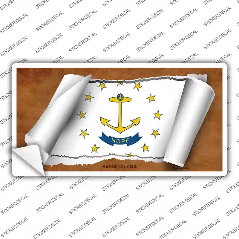 LP-9045s-S Rhode Island Flag Scroll Novelty Sticker Decal - Small