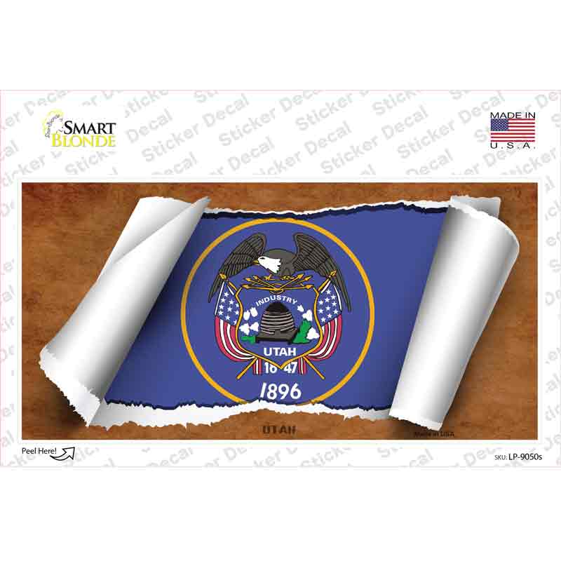 LP-9050s-M Utah Flag Scroll Novelty Sticker Decal - Medium