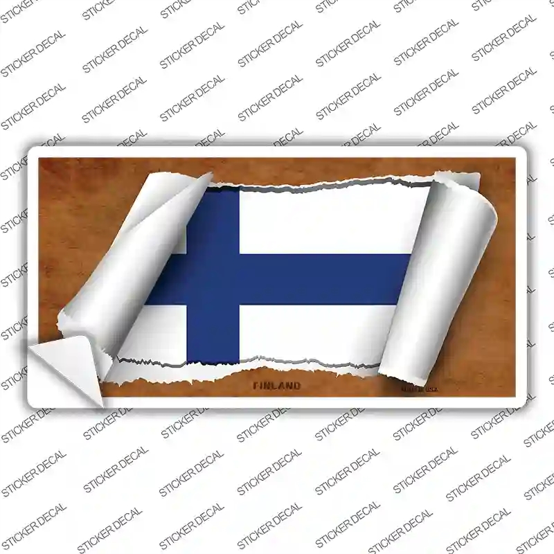 LP-9067s-S Finland Flag Scroll Novelty Sticker Decal - Small