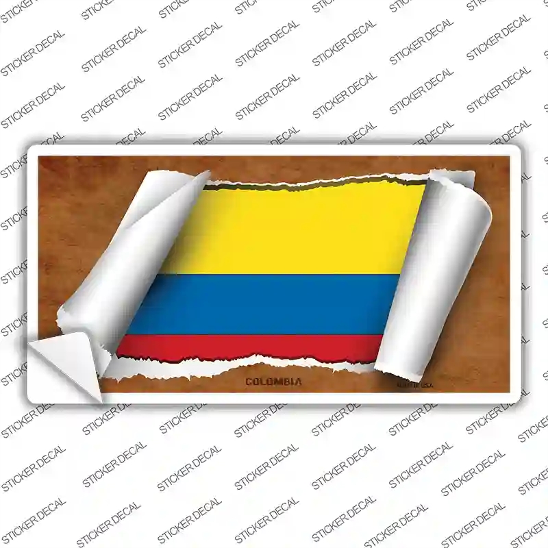 LP-9069s-XL Colombia Flag Scroll Novelty Sticker Decal - Extra Large