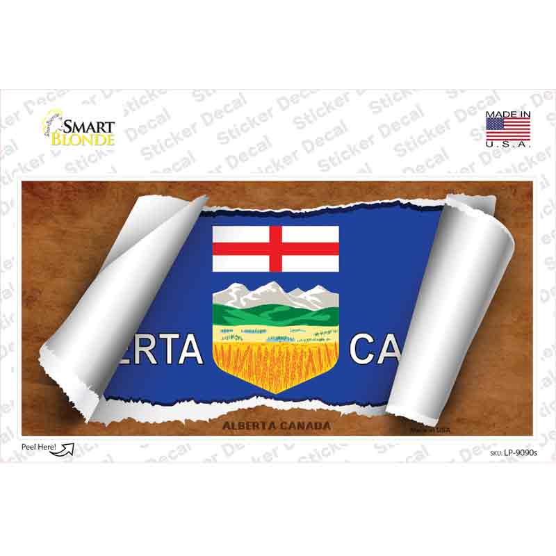 LP-9090s-M Alberta Canada Flag Scroll Novelty Sticker Decal - Medium