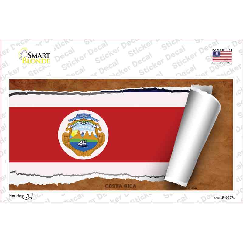 LP-9097s-M Costa Rica Flag Scroll Novelty Sticker Decal - Medium
