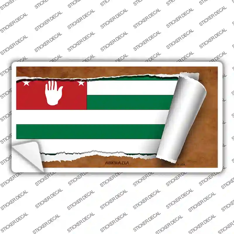 LP-9112s-L Abkhazia Flag Scroll Novelty Sticker Decal - Large
