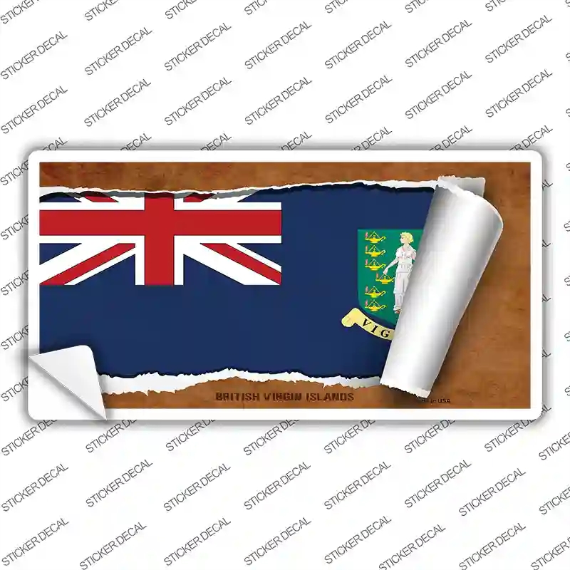 LP-9143s-S British Virgin Island Flag Scroll Novelty Sticker Decal - Small