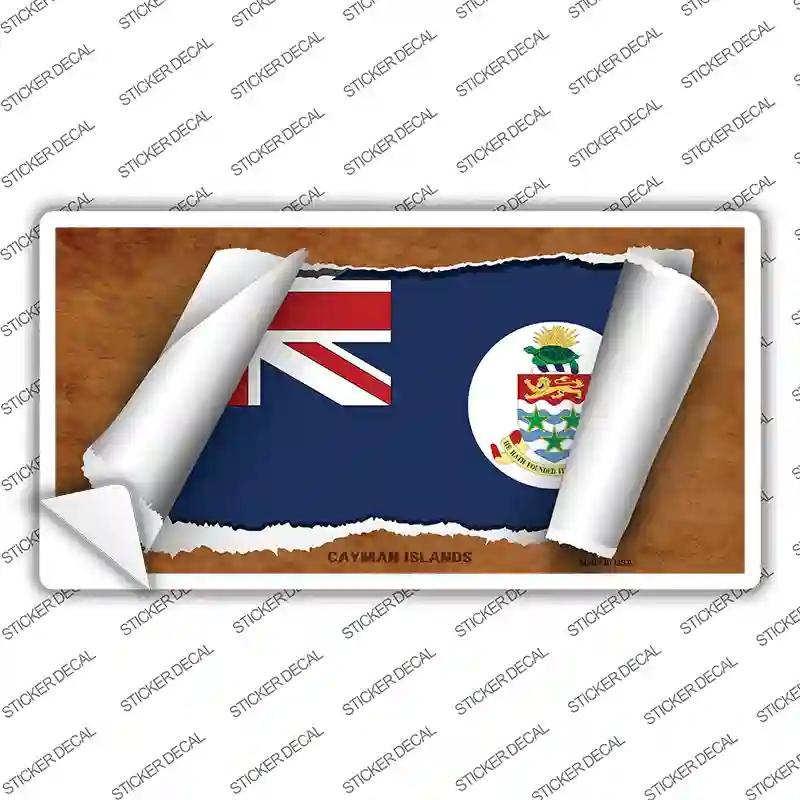 LP-9152s-S Cayman Islands Flag Scroll Novelty Sticker Decal - Small