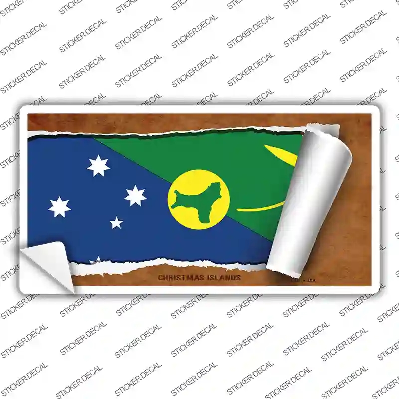 LP-9156s-XL Christmas Islands Flag Scroll Novelty Sticker Decal - Extra Large