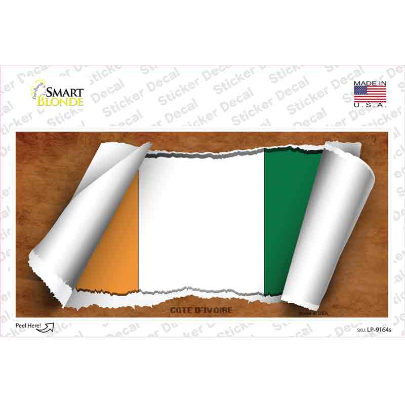 LP-9164s-M Cote DIvoire Flag Scroll Novelty Sticker Decal - Medium
