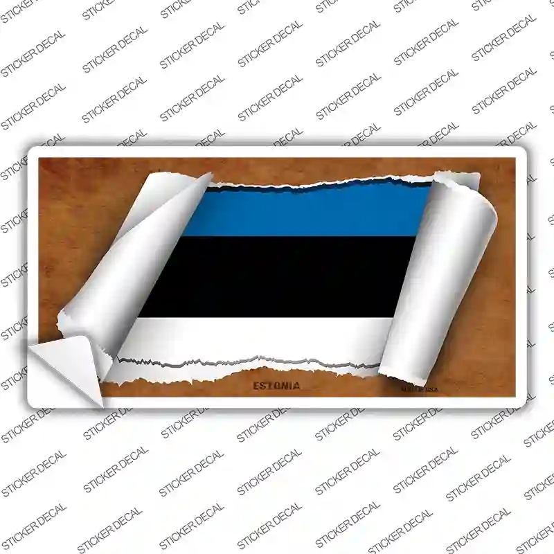 LP-9173s-XL Estonia Flag Scroll Novelty Sticker Decal - Extra Large
