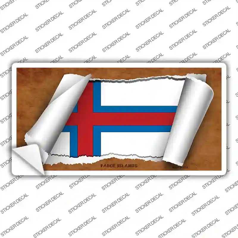 LP-9178s-S Faroe Islands Flag Scroll Novelty Sticker Decal - Small