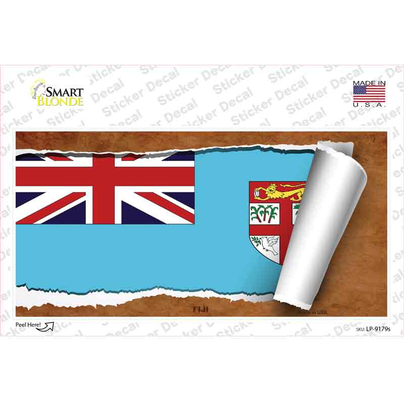 LP-9179s-M Fiji Flag Scroll Novelty Sticker Decal - Medium