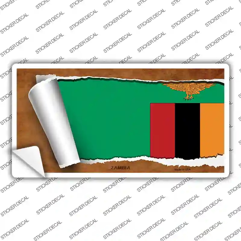 LP-9319s-XL Zambia Flag Scroll Novelty Sticker Decal - Extra Large