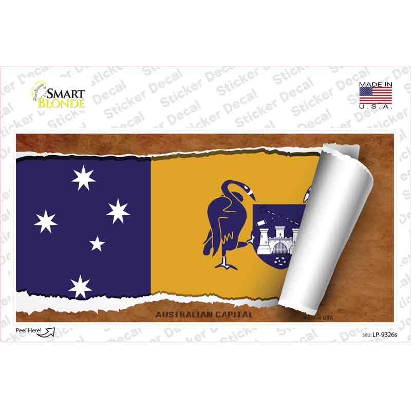 LP-9326s-M Australian Capital Flag Scroll Novelty Sticker Decal - Medium