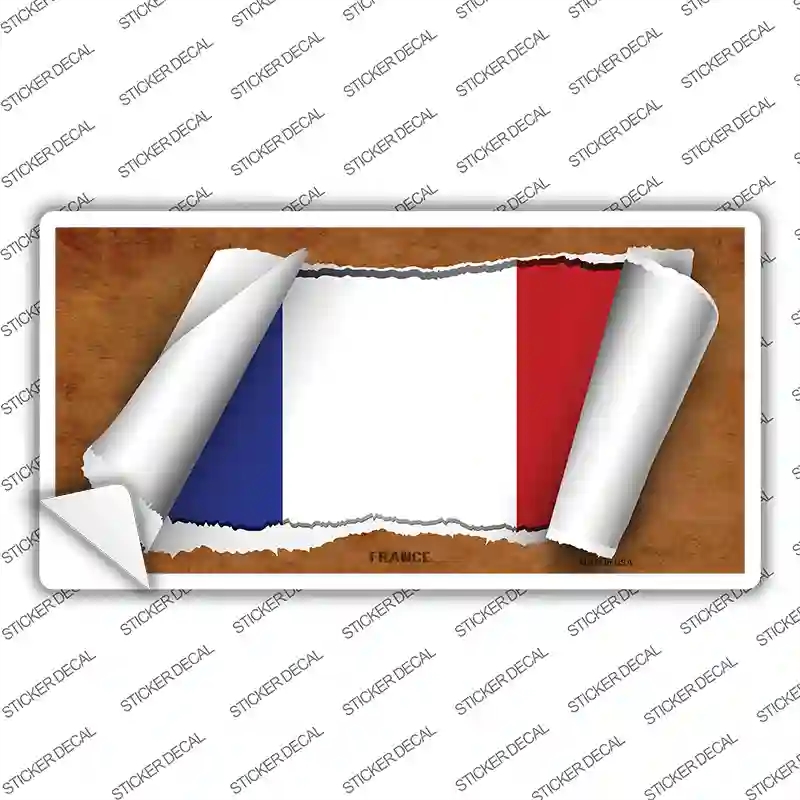 LP-9329s-L France Flag Scroll Novelty Sticker Decal - Large