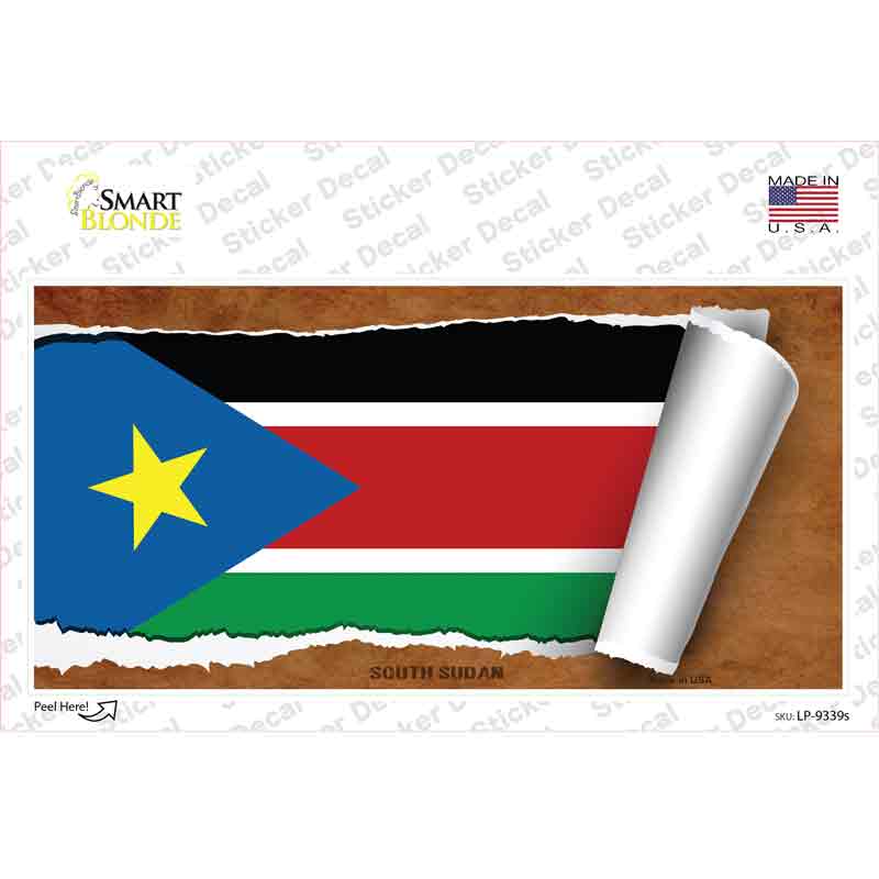 LP-9339s-M South Sudan Flag Scroll Novelty Sticker Decal - Medium