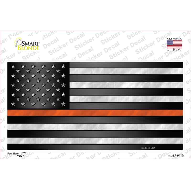 LP-9419s-M American Flag Thin Orange Line Novelty Sticker Decal - Medium
