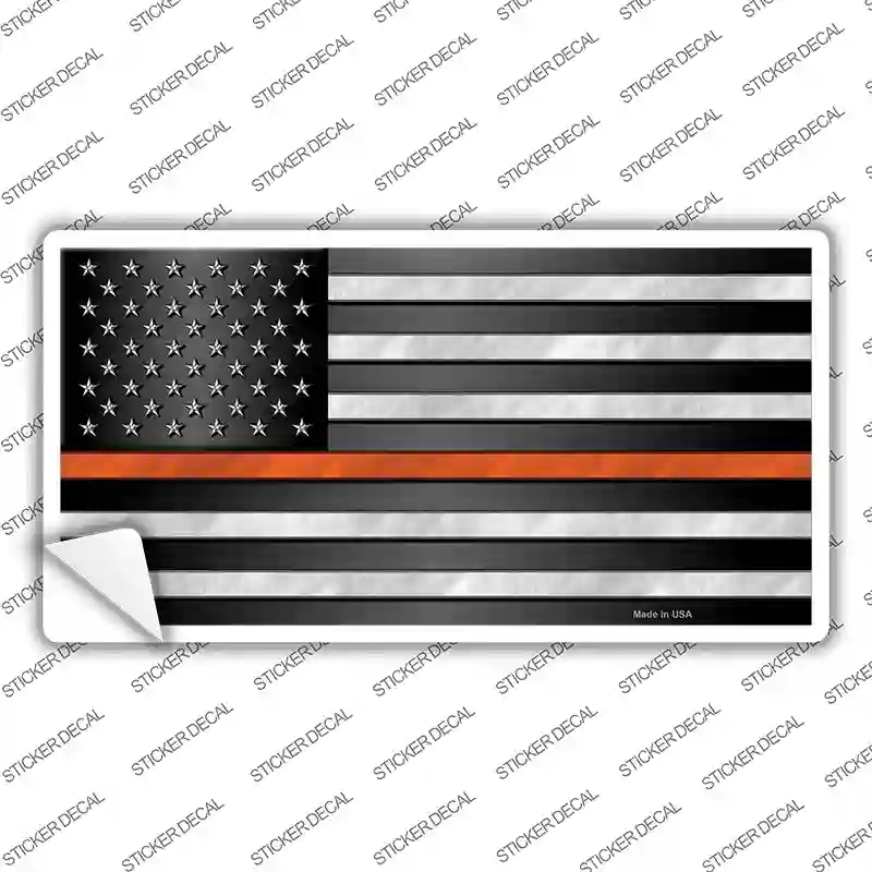 LP-9419s-XL American Flag Thin Orange Line Novelty Sticker Decal - Extra Large
