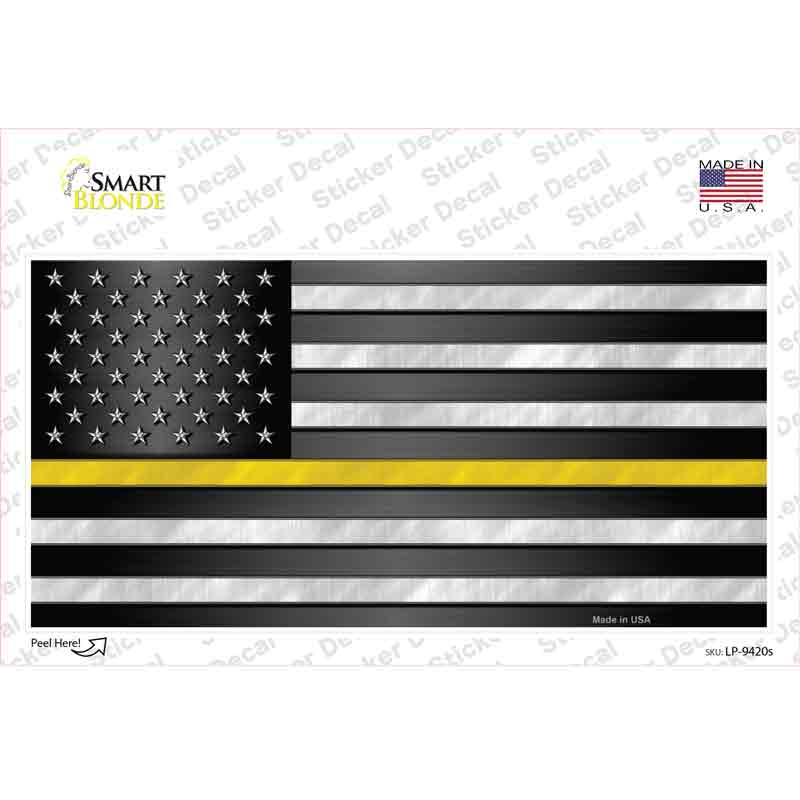 LP-9420s-M American Flag Thin Yellow Line Novelty Sticker Decal - Medium