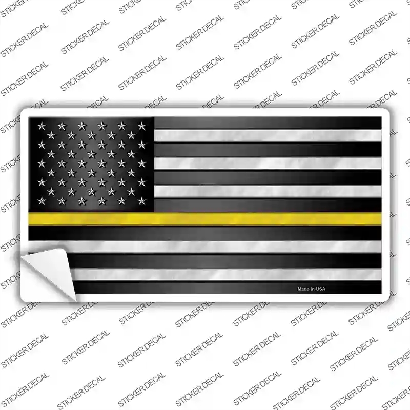 LP-9420s-S American Flag Thin Yellow Line Novelty Sticker Decal - Small