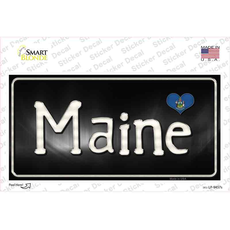 LP-9457s-M Maine Flag Script Novelty Sticker Decal - Medium