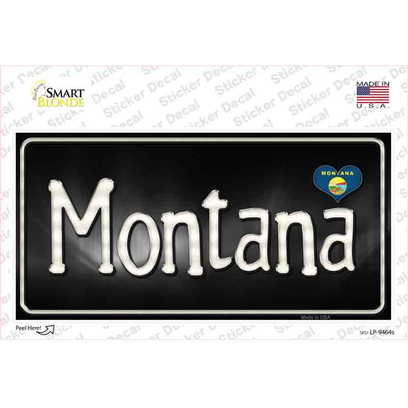 LP-9464s-M Montana Flag Script Novelty Sticker Decal - Medium