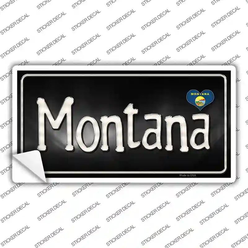 LP-9464s-S Montana Flag Script Novelty Sticker Decal - Small