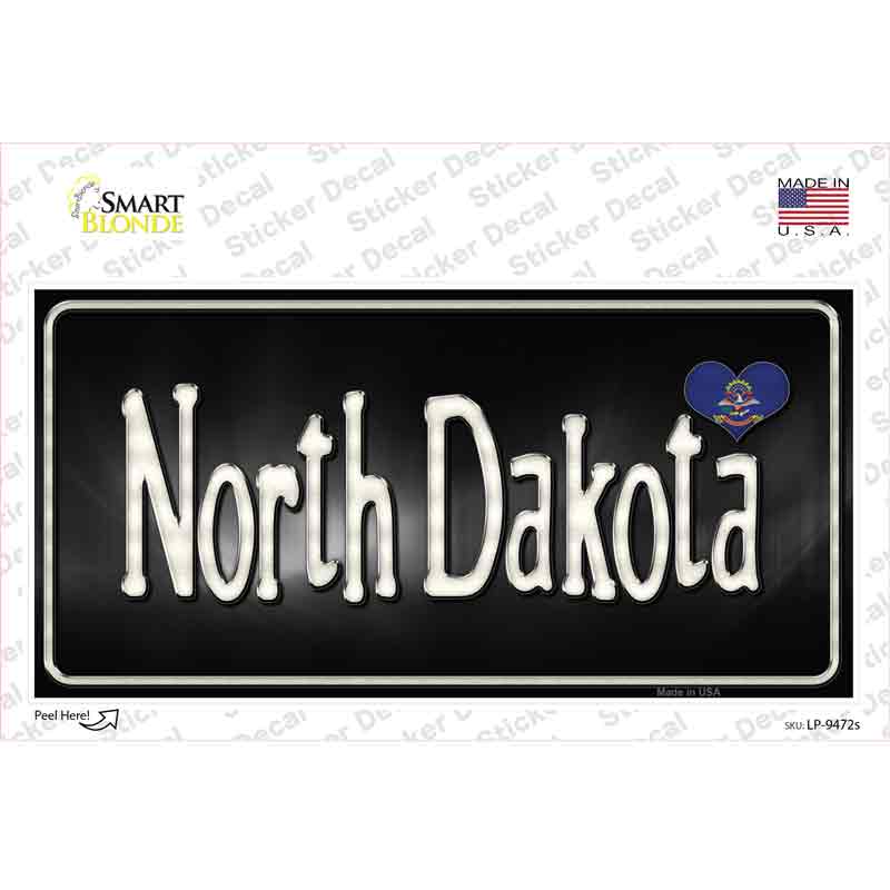 LP-9472s-M North Dakota Flag Script Novelty Sticker Decal - Medium