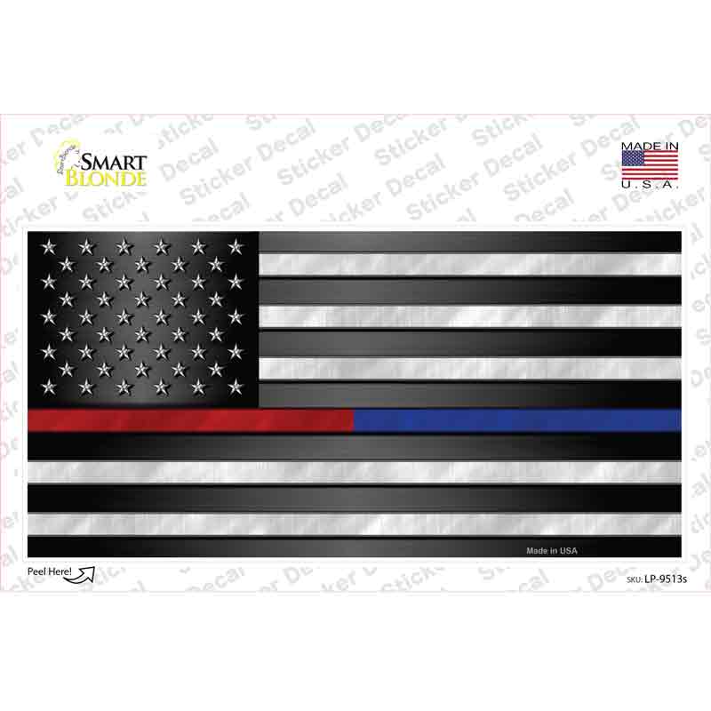 LP-9513s-M American Flag Police & Fire Novelty Sticker Decal - Medium
