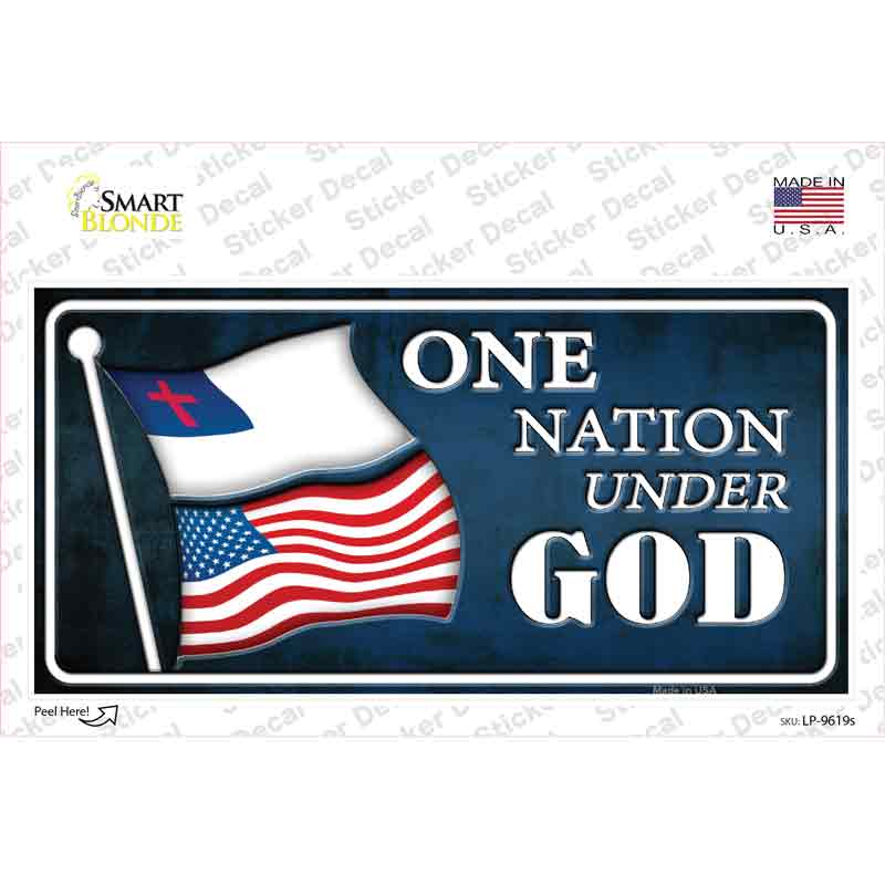 LP-9619s-M One Nation Under God Novelty Sticker Decal - Medium